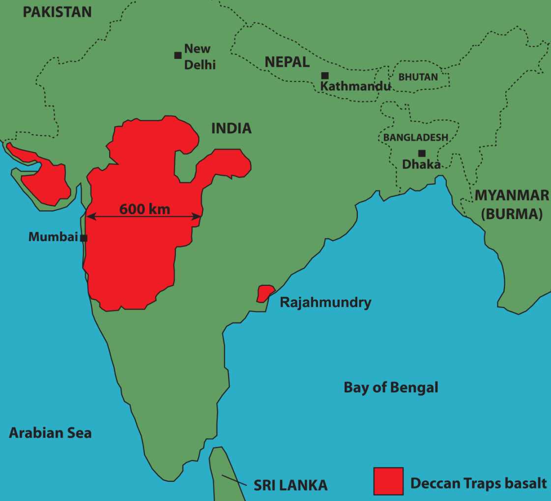 Dinosaur extinction: outcrops of Deccan Traps volcanic rocks