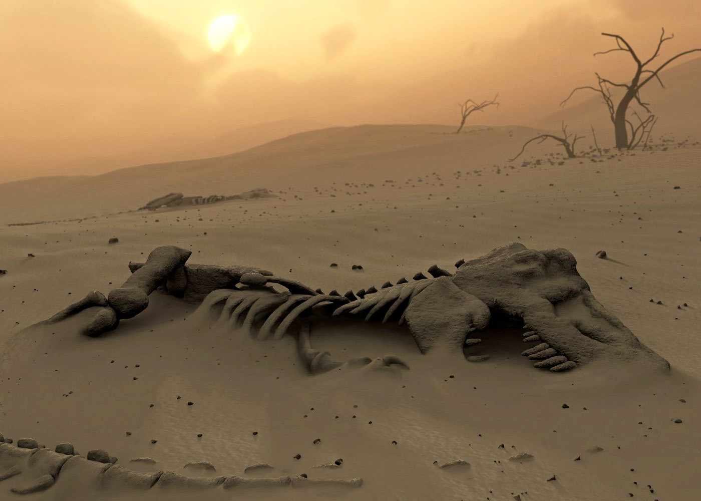 Dinosaur extinction: Dinosaur Skeletons in the Desert